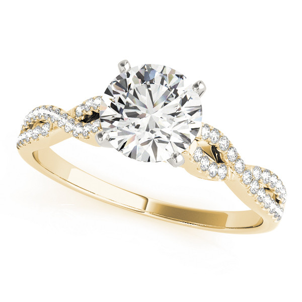 Nikki Lab Grown Yellow Gold 4 Prong Side Stone Diamond Ring