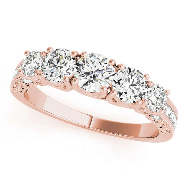 Belle Natural Rose Gold Prong 5 Stone Diamond Ring