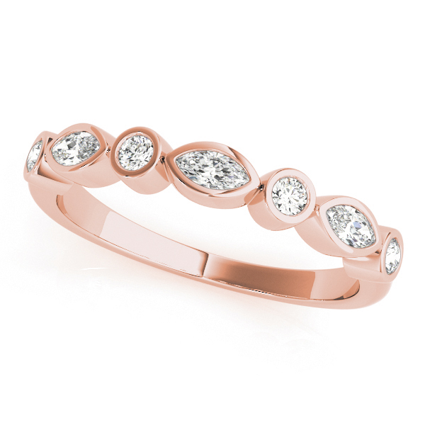 Lab Grown Rose Gold Bezel-Set 7 Stone Diamond Ring