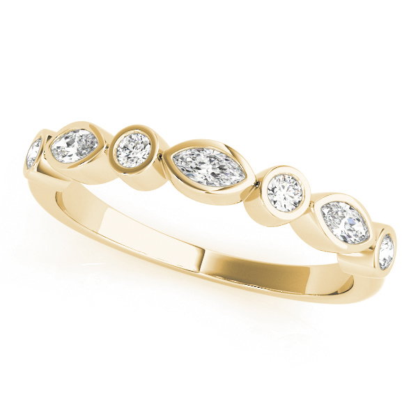 Lab Grown Yellow Gold Bezel-Set 7 Stone Diamond Ring