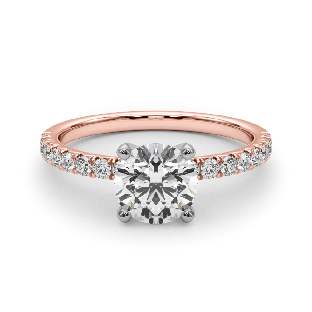 Amillia Lab Grown Rose Gold Prong Side Stone Diamond Ring