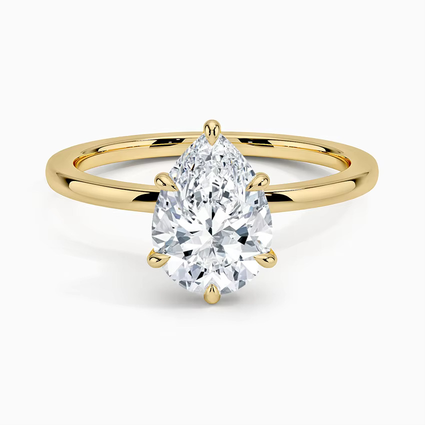 Deliah Lab Grown Diamond Yellow Gold 6 Prong  Engagement Ring