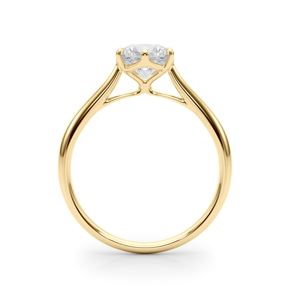 Darielle Natural Yellow Gold 6 Prong Solitaire Diamond Ring