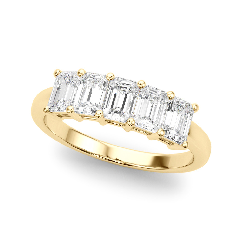 Aavya Lab Grown Yellow Gold Prong 5 Stone Diamond Ring