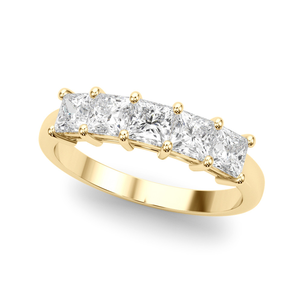 Aubrielle Lab Grown Yellow Gold Prong 5 Stone Diamond Ring