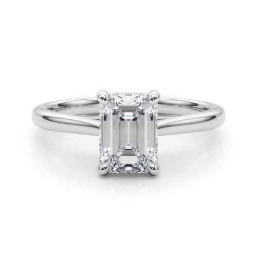 Dercey Lab Grown Diamond Silver 4 Prong Classic Solitaire Engagement Ring