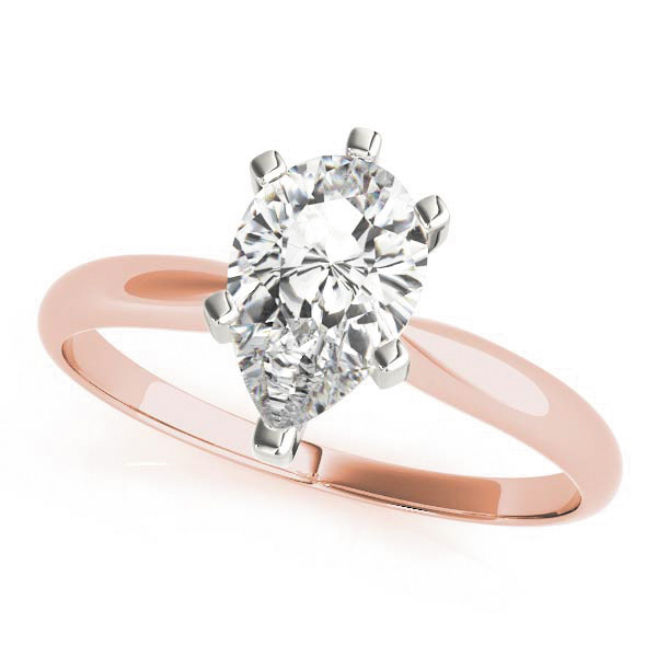 Dalena Natural Diamond Rose Gold 6 Prong Classic Solitaire Engagement Ring