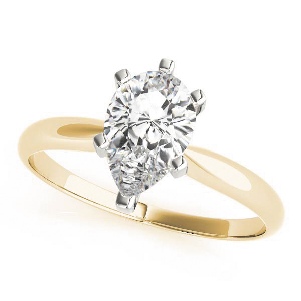 Dalena Natural Diamond Yellow Gold 6 Prong Classic Solitaire Engagement Ring