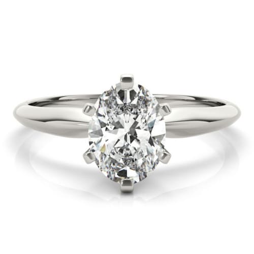 Deandrea Natural Diamond 6 Prong Classic Solitaire Engagement Ring