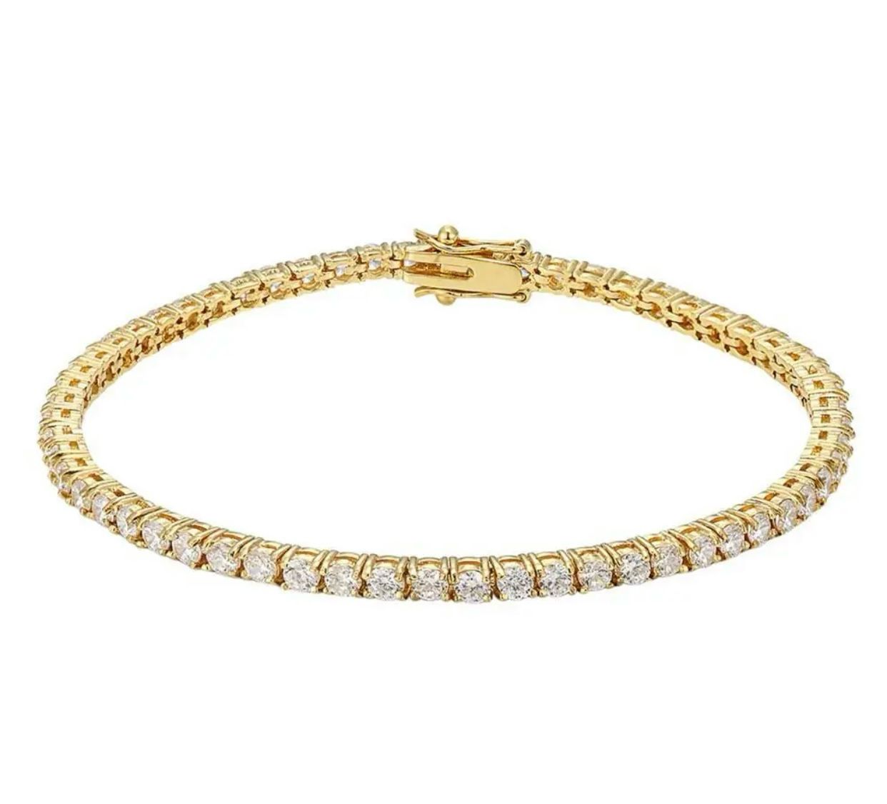 Stormy Lab Grown Yellow Gold 4 Prong Diamond Tennis Bracelet