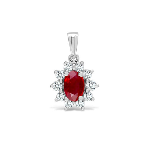 Belette Natural Ruby Halo Pendant Necklace