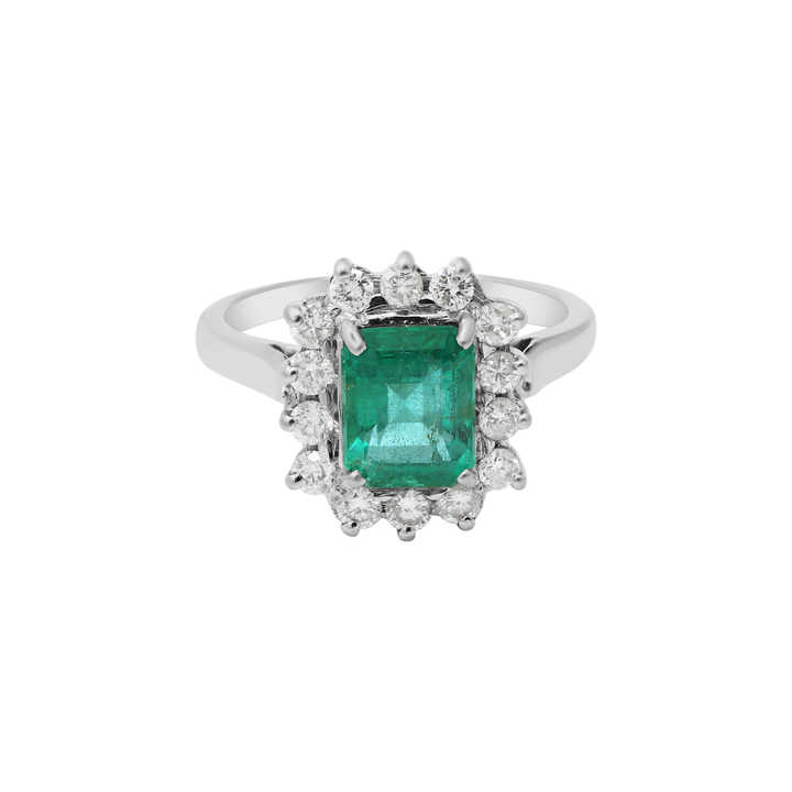 Rosy Emerald Gemstone Diamond Ring