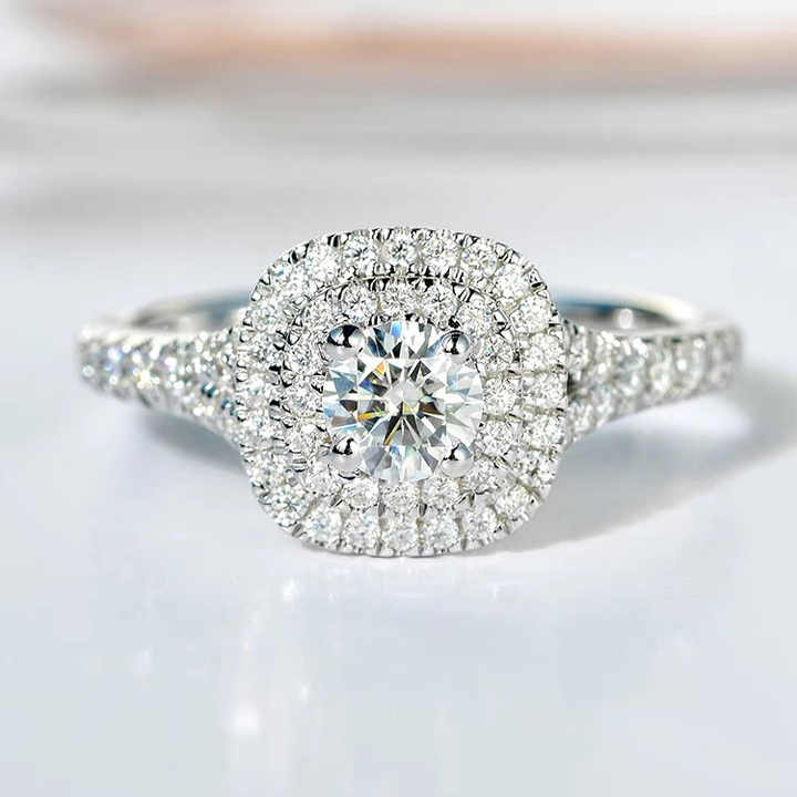 Agnel Lab Grown Halo Diamond Ring